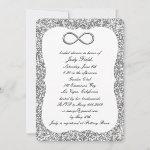 Silver Glitzer Silver Infinity Brautparty Einladung