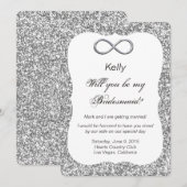 Silver Glitzer Silver Infinity Bridesmaid Card Einladung (Vorne/Hinten)