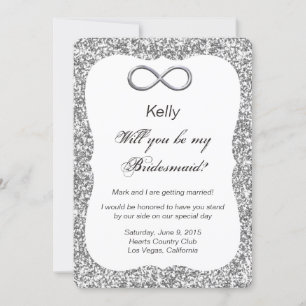 Silver Glitzer Silver Infinity Bridesmaid Card Einladung