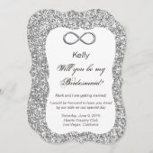 Silver Glitzer Silver Infinity Bridesmaid Card Einladung (Vorne/Hinten)