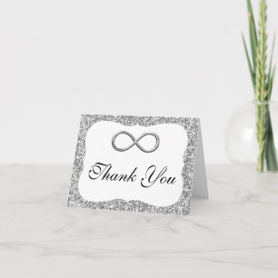 Silver Glitzer Silver Infinity Danke Card
