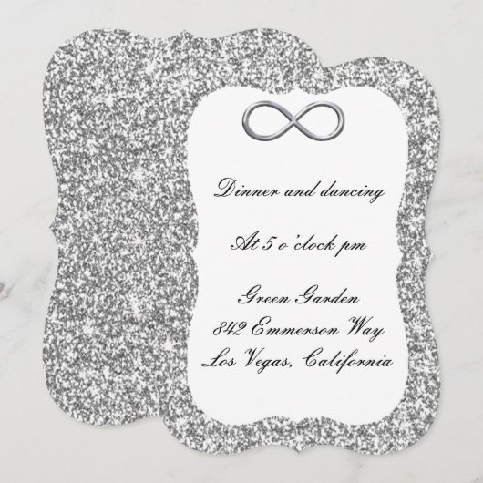 Silver Glitzer Silver Infinity Empfang Card Einladung (Vorne/Hinten)