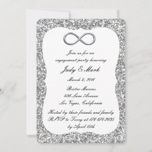 Silver Glitzer Silver Infinity Engagement Party Einladung