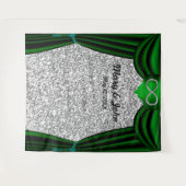 Silver Glitzer Silver Infinity Green Vorhang Wandteppich (Vorderseite (Horizontal))