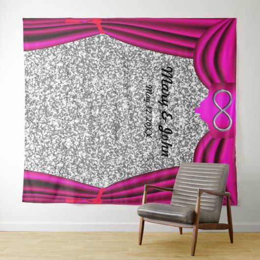 Silver Glitzer Silver Infinity Pink Vorhang Wandteppich (Beispiel (Horizontal))