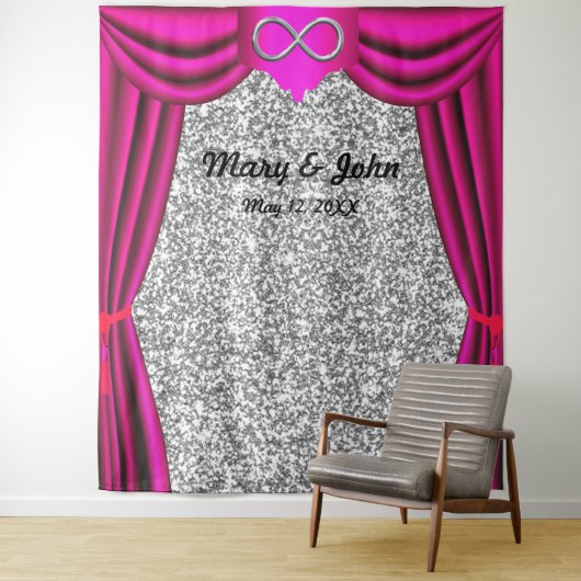 Silver Glitzer Silver Infinity Pink Vorhang Wandteppich (Beispiel)