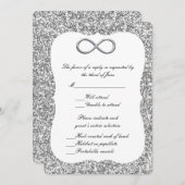Silver Glitzer Silver Infinity Response Card Einladung (Vorne/Hinten)