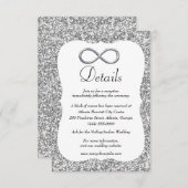 Silver Glitzer Silver Infinity Wedding Details Begleitkarte (Vorne/Hinten)