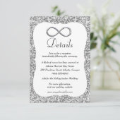 Silver Glitzer Silver Infinity Wedding Details Begleitkarte (Stehend Vorderseite)