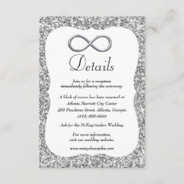 Silver Glitzer Silver Infinity Wedding Details Begleitkarte