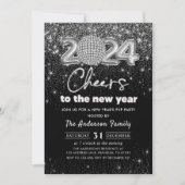 Silver Glitzer Silver Silver Party 2024 Einladung (Vorderseite)