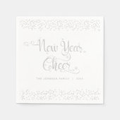 Silver Glitzer Silver Silver Snowflake Name Serviette (Vorderseite)