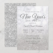 Silver Glitzer Silvester Party Marmor