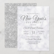 Silver Glitzer Silvester Party Marmor
