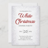 Silver Glitzer Snow Christmas White Einladung (Vorderseite)