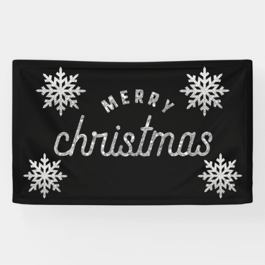 Silver Glitzer Snowflake Banner (Horizontal)