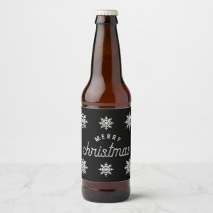 Silver Glitzer Snowflake Bierflaschenetikett