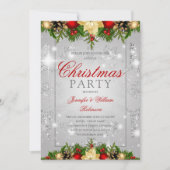 Silver Glitzer Snowflake Festlicher Weihnachtsfeie Einladung (Vorderseite)