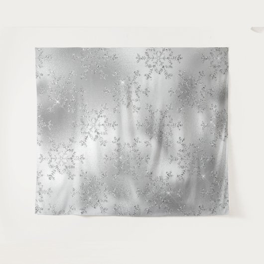 Silver Glitzer Snowflake Foto Hintergrund Wandteppich (Vorderseite (Horizontal))