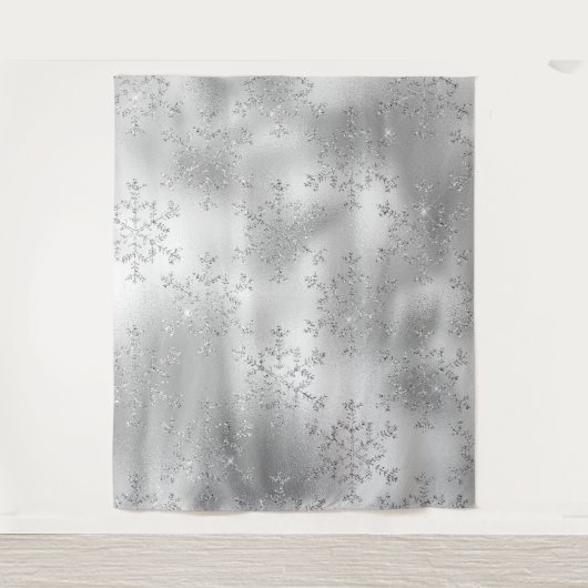 Silver Glitzer Snowflake Foto Hintergrund  Wandteppich (Vorderseite)