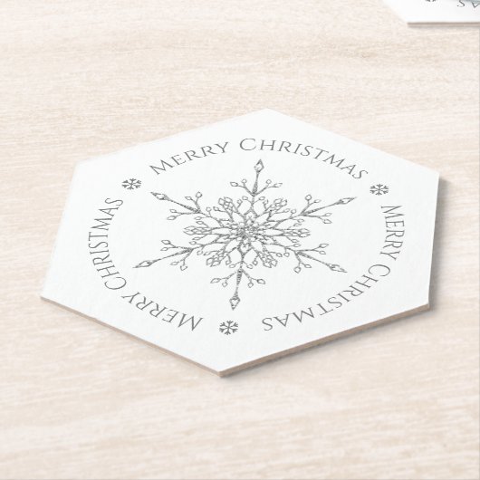 Silver Glitzer Snowflake Frohe Weihnachten Untersetzer (angewinkelt)