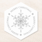Silver Glitzer Snowflake Frohe Weihnachten Untersetzer (Vorderseite)