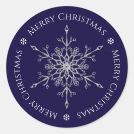 Silver Glitzer Snowflake Frohe Weihnachtsnacht Bla Runder Aufkleber