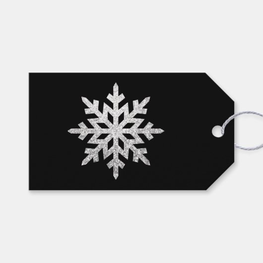 Silver Glitzer Snowflake Geschenkanhänger (Vorderseite (Horizontal))