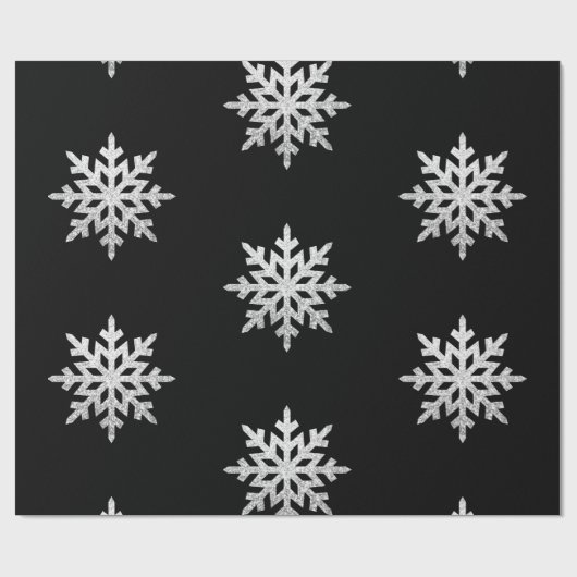 Silver Glitzer Snowflake Geschenkpapier (Flach)