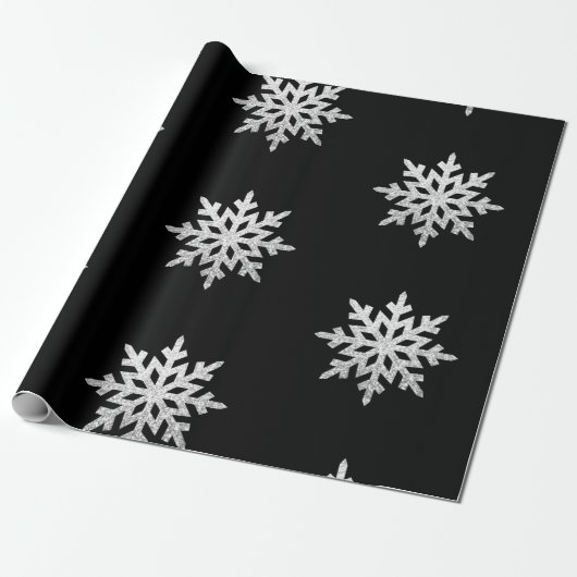 Silver Glitzer Snowflake Geschenkpapier (Ungerollt)