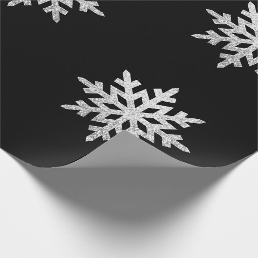 Silver Glitzer Snowflake Geschenkpapier (Ecke)