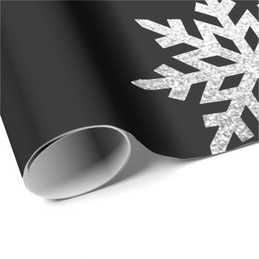 Silver Glitzer Snowflake Geschenkpapier (Rolleneckpunkt)