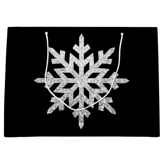 Silver Glitzer Snowflake Große Geschenktüte (Vorderseite)