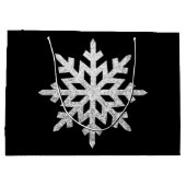Silver Glitzer Snowflake Große Geschenktüte (Rückseite)