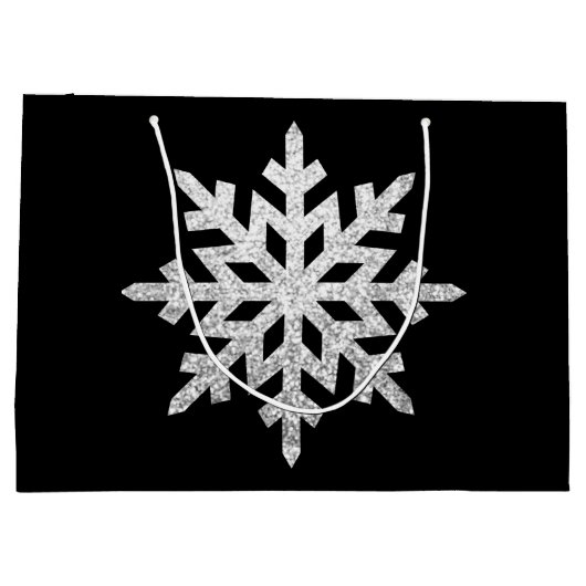 Silver Glitzer Snowflake Große Geschenktüte (Rückseite)