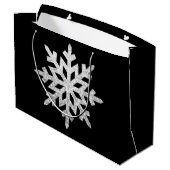 Silver Glitzer Snowflake Große Geschenktüte (Rückseite Schrägansicht)