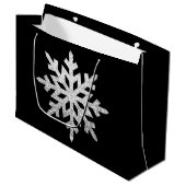 Silver Glitzer Snowflake Große Geschenktüte (Vorderseite Schrägansicht)