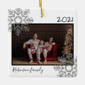 Silver Glitzer Snowflake Keramikornament (Vorderseite)