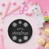 Silver Glitzer Snowflake Pappteller (Party)