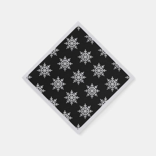 Silver Glitzer Snowflake Pattern Napkins Serviette (Ecke)