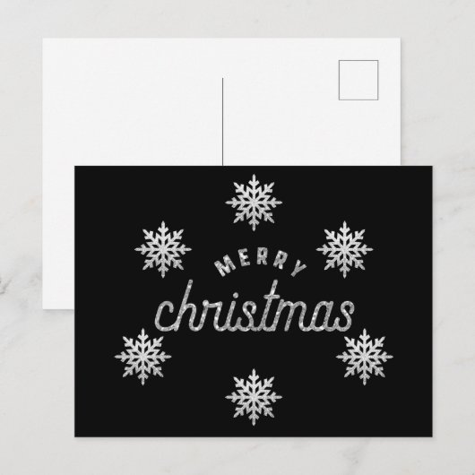 Silver Glitzer Snowflake Postkarte (Vorne/Hinten)