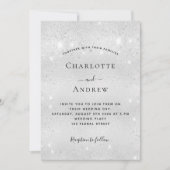 Silver Glitzer Social Media QR Code Hochzeit Einladung (Vorderseite)