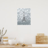 Silver Glitzer Sparkle Bling Eiffel Tower Glam Poster (Küche)