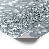 Silver Glitzer Sparkle Bling Eiffel Tower Glam Poster (Ecke)