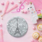 Silver Glitzer Sparkle Bling Eiffel Tower Party Pappteller (Party)