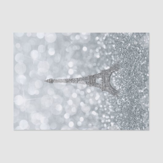 Silver Glitzer Sparkle Bling Eiffel Tower Party Seidenpapier (Vorderseite)