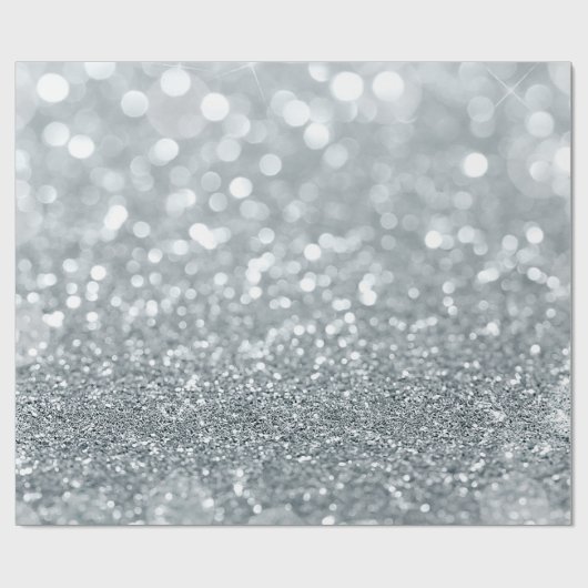 Silver Glitzer Sparkle Bokeh Glamour Chic Geschenkpapier (Flach)