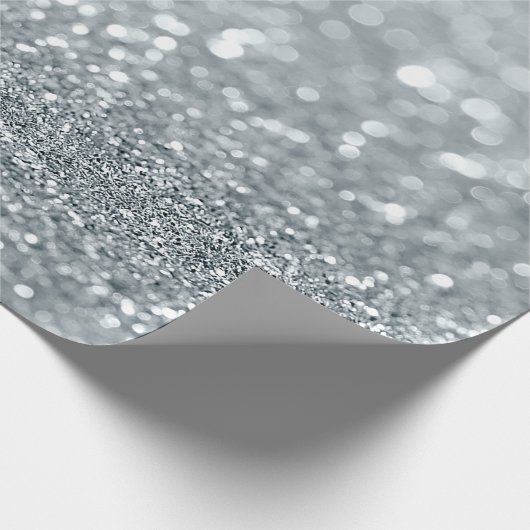 Silver Glitzer Sparkle Bokeh Glamour Chic Geschenkpapier (Ecke)