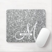 Silver Glitzer Sparkle Custom Mit Monogramm and Na Mousepad (Mit Mouse)