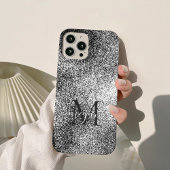 Silver Glitzer Sparkle - Custom Monogram Chic Case-Mate iPhone Hülle